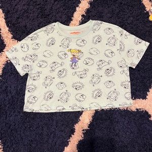 Nickelodeon 90's - Rugrats Angelica and Reptar Allover Crop Top Skimmer Tee